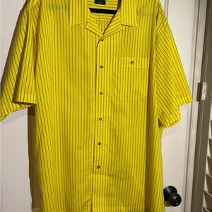 Paul Fredrick Yellow and Black Striped Casual Shirt